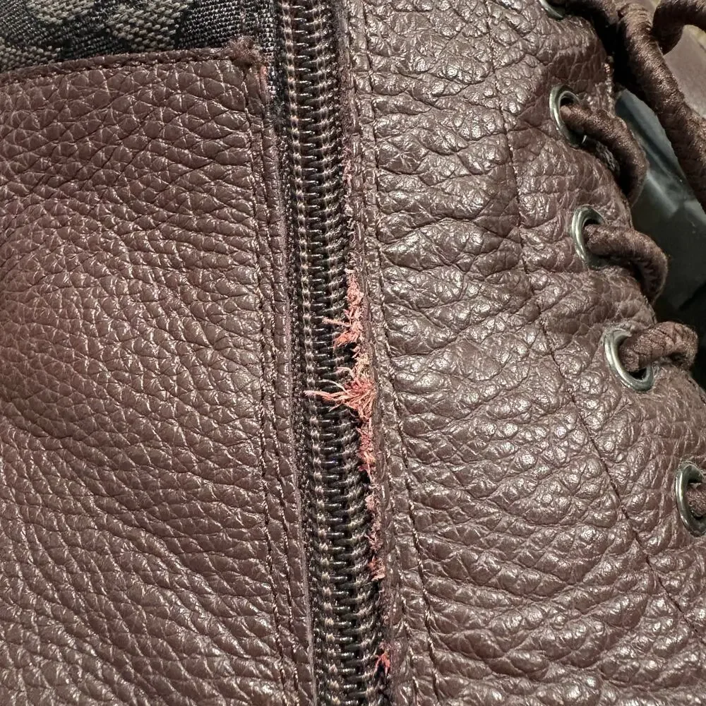 Coach Mens Size 11.5 Boots Citysole Monogram Signature Grained Leather Burgundy